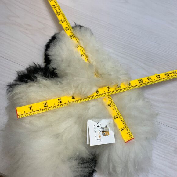 Real Alpaca White Black Plush Stuffed Animal Llama with Natural Fur - Picture 9 of 9